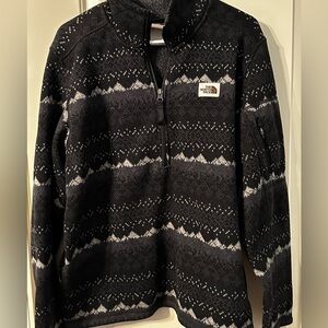The North Face Men’s Medium Fleece Pullover Sweater – Black Fair Isle Pattern